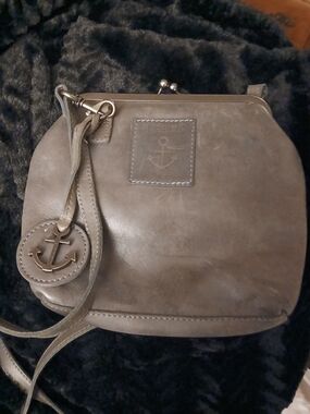 Harbour Gray Anchor Leather Crossbody Bag